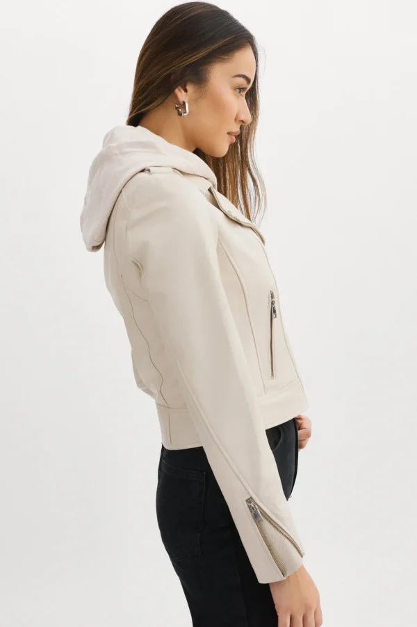 LAMARQUE Leather Jackets | HOLY | Leather Biker Jacket With Removable Hood Bone