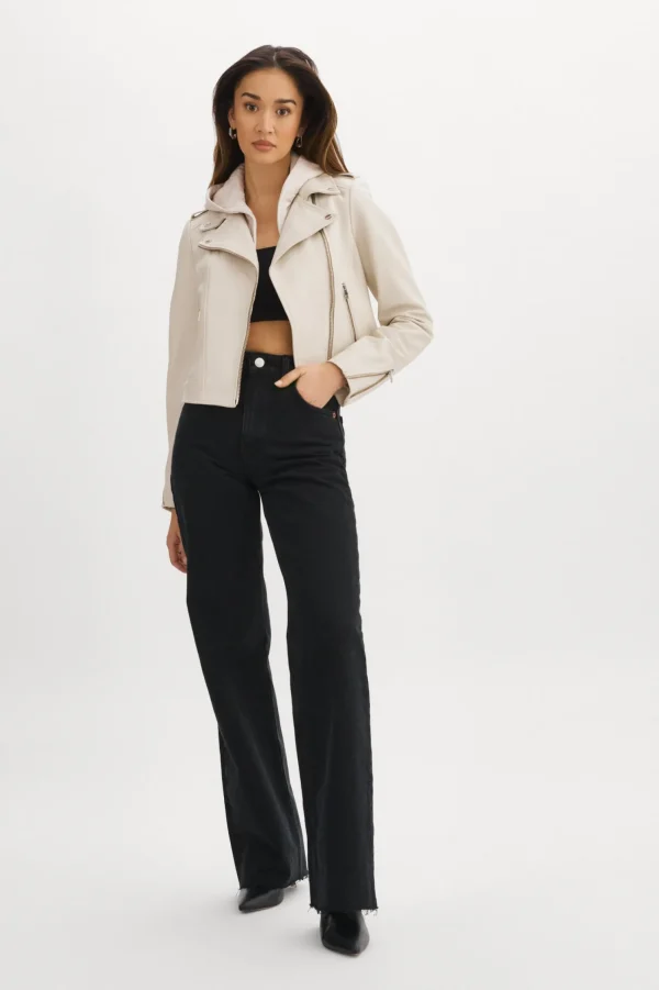 LAMARQUE Leather Jackets | HOLY | Leather Biker Jacket With Removable Hood Bone