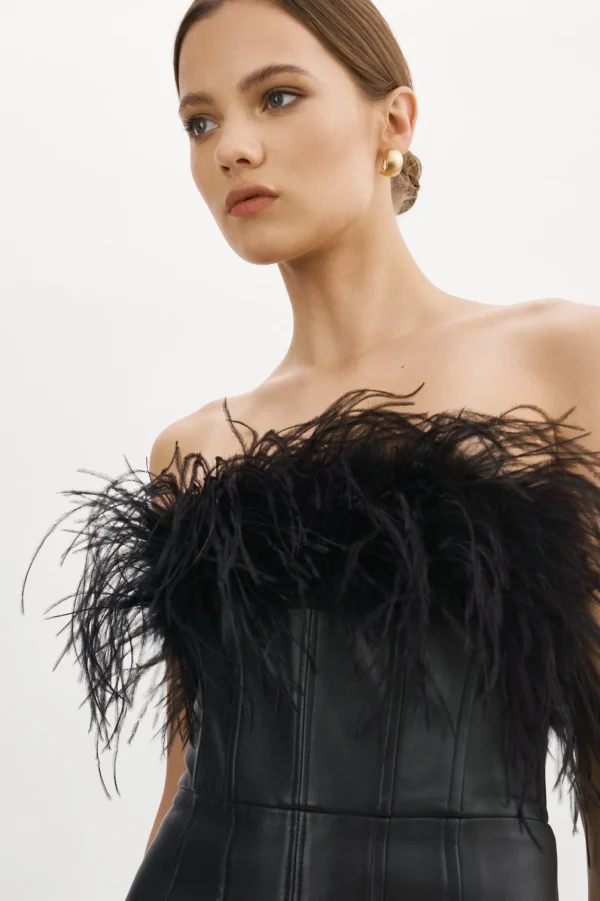 LAMARQUE Dresses | JACINDA | Leather Bustier Dress Black