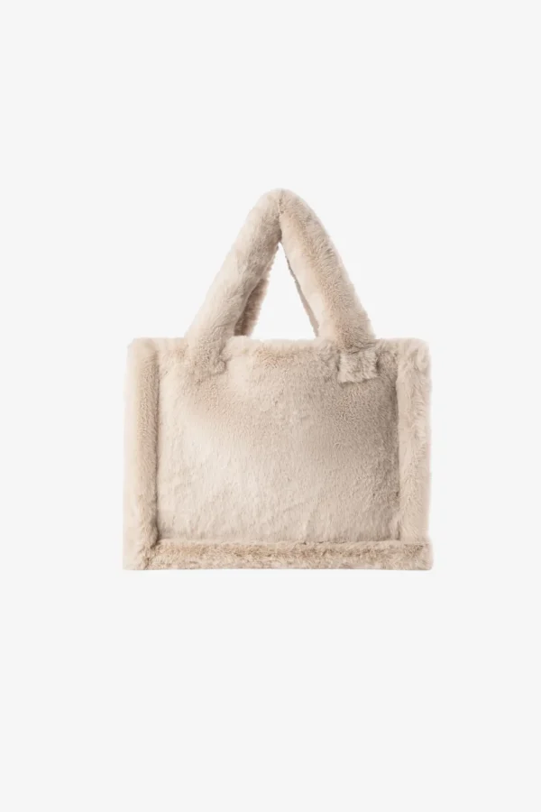LAMARQUE Accessories | JADE Faux Fur Tote Bag Oat