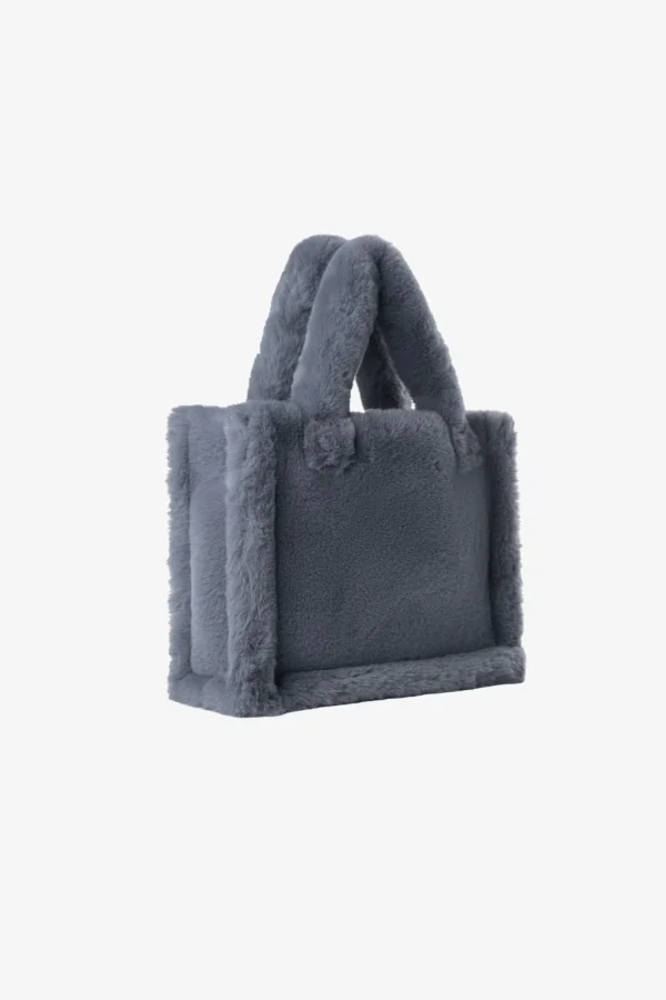 LAMARQUE Accessories | JADE Faux Fur Tote Bag Smoky Blue