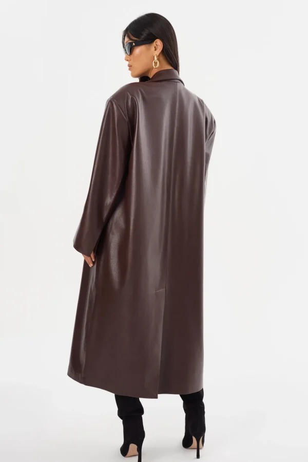 LAMARQUE Leather Jackets | JANELLE | Recycled Leather Coat Mahogany