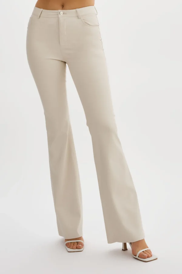 LAMARQUE Pants&Shorts | KAIDA | Faux Leather Flare Pants IVORY