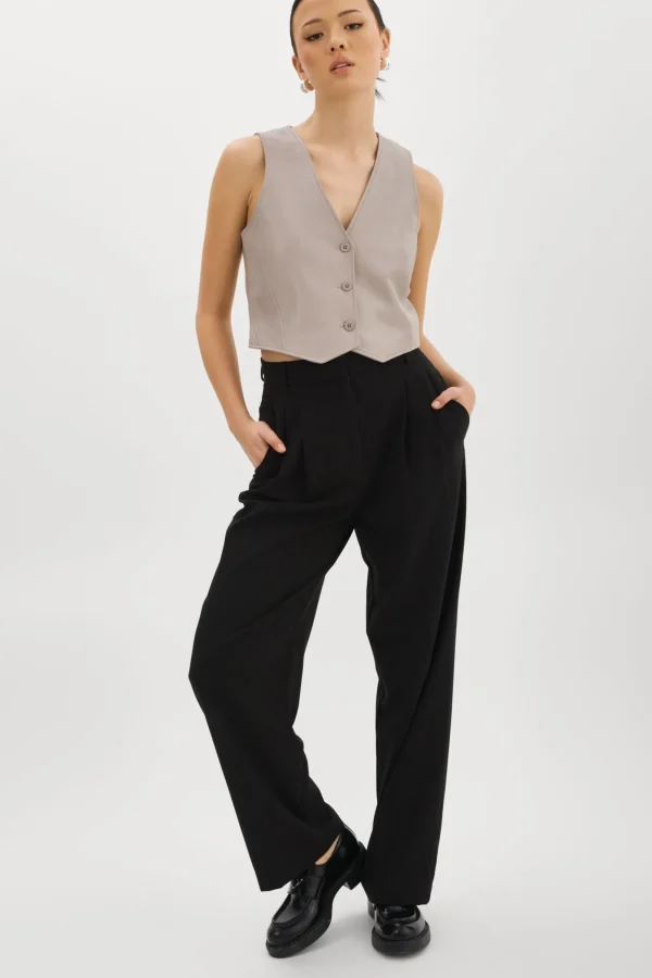 LAMARQUE Tops | KALLIE | Leather Vest Ash Grey