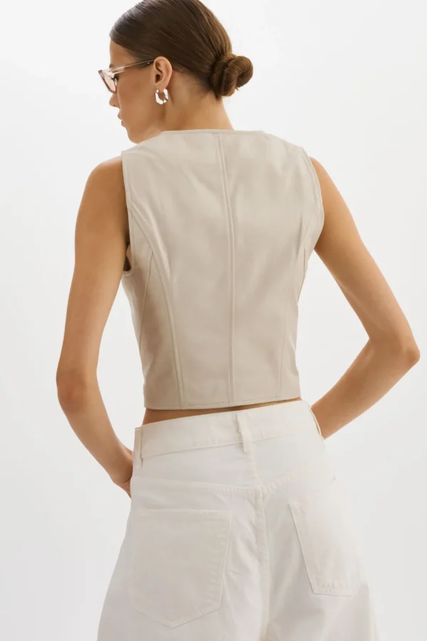 LAMARQUE Tops | KALLIE | Leather Vest Bone