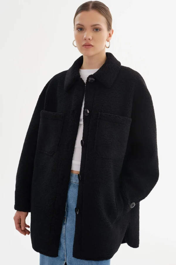 LAMARQUE Coats&Jackets | KANE | Sherpa Shacket Black