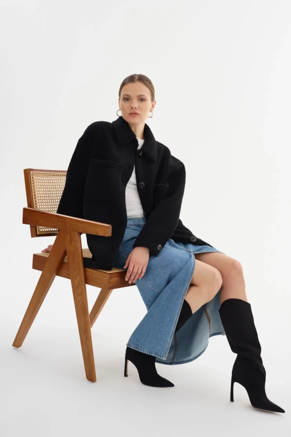 LAMARQUE Coats&Jackets | KANE | Sherpa Shacket Black