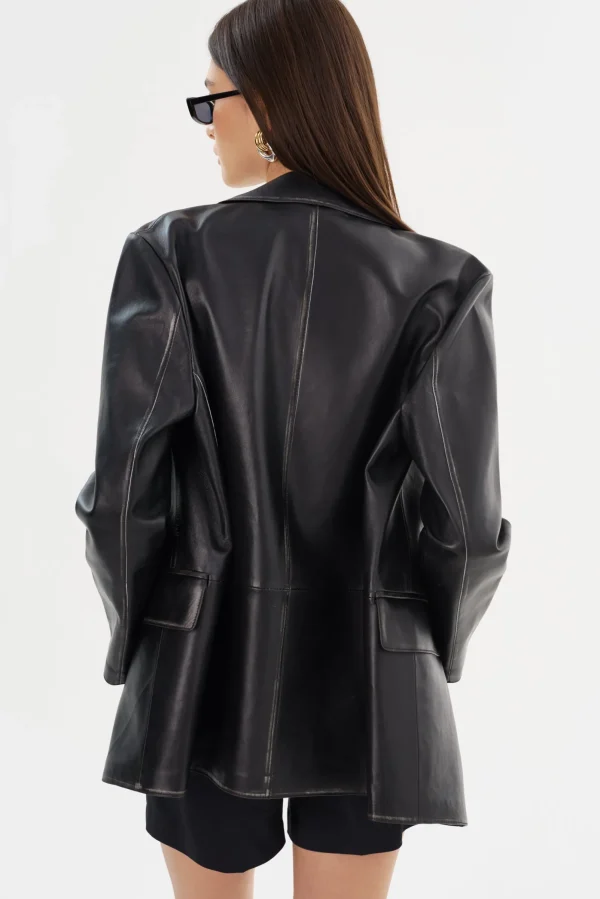 LAMARQUE Leather Jackets | KARRIN | Distressed Leather Blazer Distressed Black