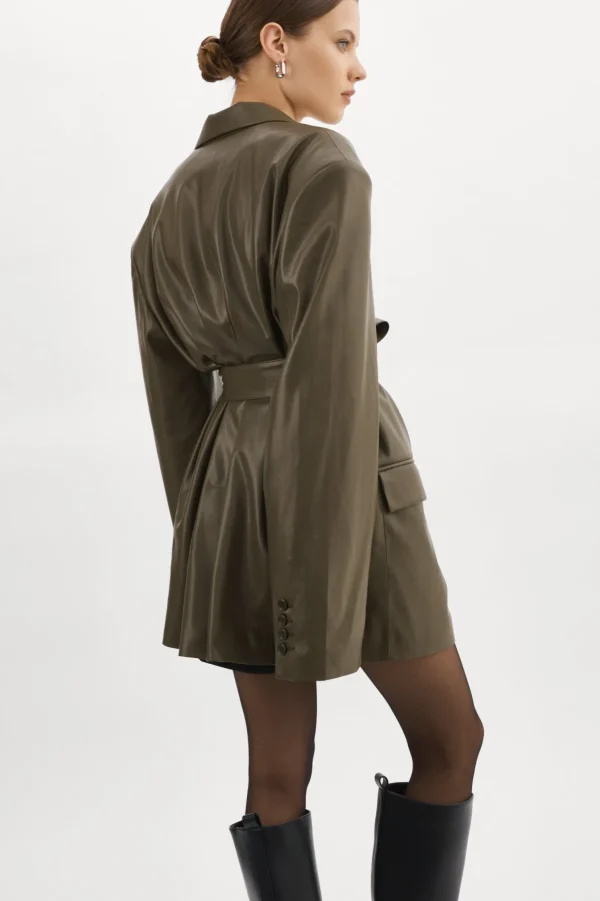 LAMARQUE Dresses | Coats&Jackets | Kassandra | Faux Leather Oversized Blazer Khaki