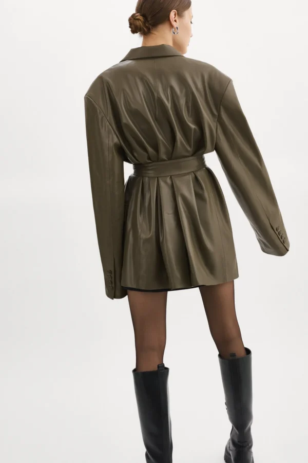 LAMARQUE Dresses | Coats&Jackets | Kassandra | Faux Leather Oversized Blazer Khaki