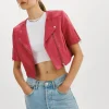 LAMARQUE Leather Jackets | KIRSI | Cropped Biker Jacket Berry