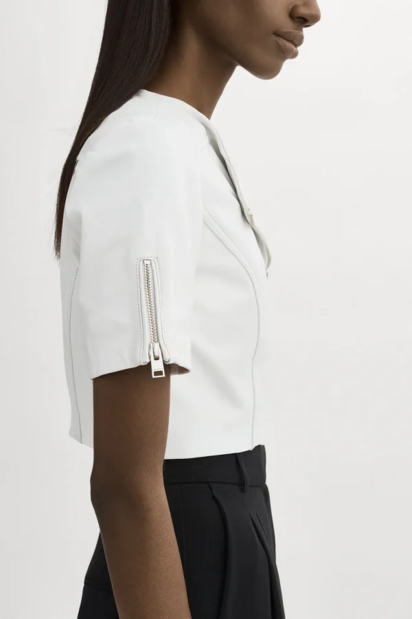 LAMARQUE Leather Jackets | KIRSI | Cropped Biker Jacket White