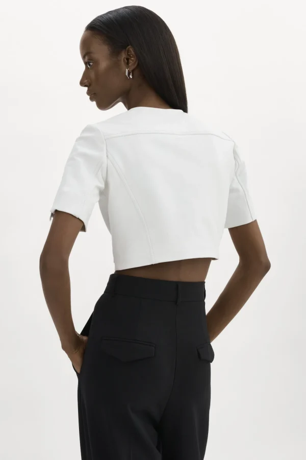 LAMARQUE Leather Jackets | KIRSI | Cropped Biker Jacket White