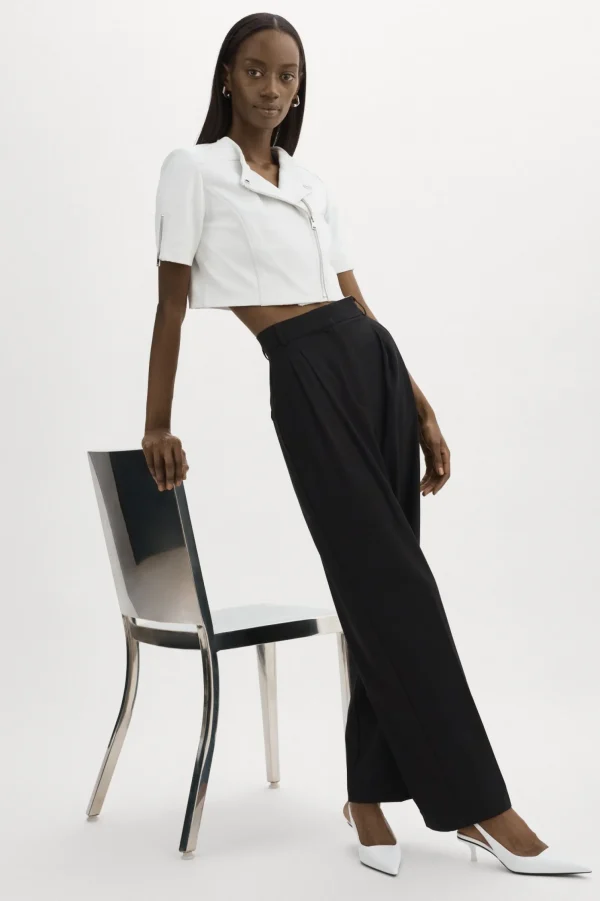 LAMARQUE Leather Jackets | KIRSI | Cropped Biker Jacket White