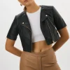 LAMARQUE Leather Jackets | KIRSI GOLD | Cropped Biker Jacket Black