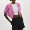 LAMARQUE Leather Jackets | KIRSI GOLD | Cropped Biker Jacket BODACIOUS PINK