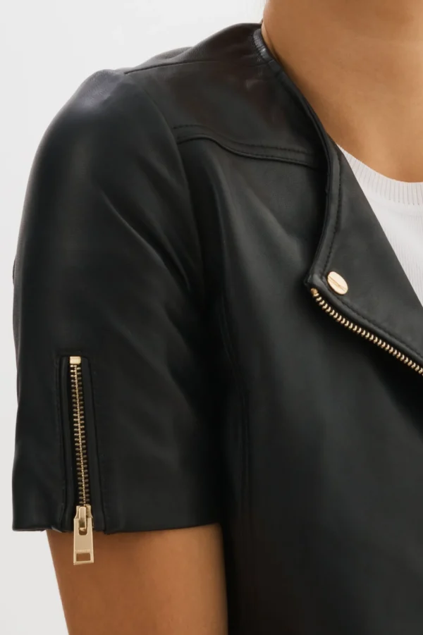 LAMARQUE Leather Jackets | KIRSI GOLD | Cropped Biker Jacket Black