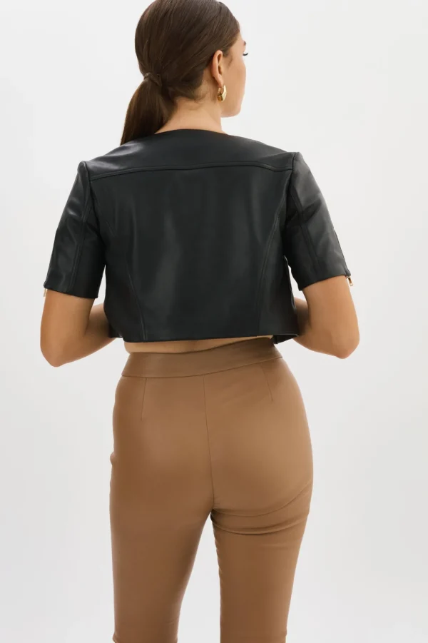 LAMARQUE Leather Jackets | KIRSI GOLD | Cropped Biker Jacket Black