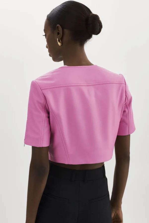LAMARQUE Leather Jackets | KIRSI GOLD | Cropped Biker Jacket BODACIOUS PINK