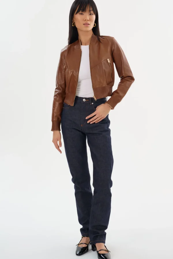 LAMARQUE Leather Jackets | KORDELLA | Reversible Leather Bomber Jacket Luggage/Gold