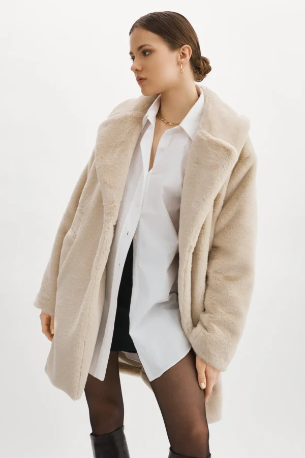 LAMARQUE Coats&Jackets | LINNEA | Faux Fur Coat Bone