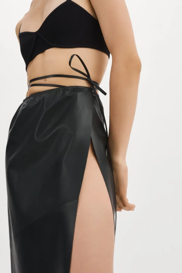 LAMARQUE Skirts | MARISSA | Leather Tie Skirt Black