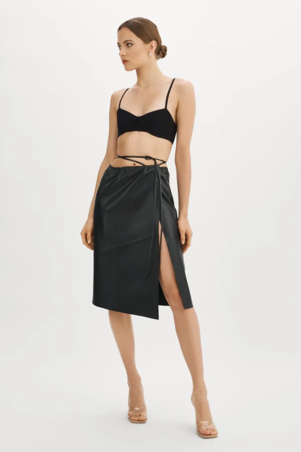 LAMARQUE Skirts | MARISSA | Leather Tie Skirt Black