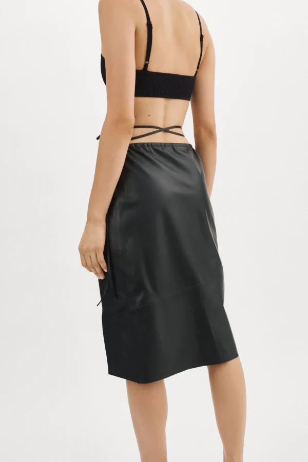 LAMARQUE Skirts | MARISSA | Leather Tie Skirt Black