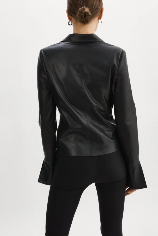 LAMARQUE Tops | NATASHA | Leather Tie Top Black
