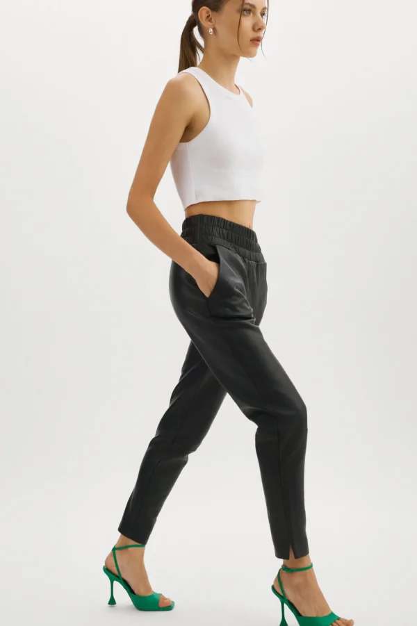 LAMARQUE Pants&Shorts | NINETA | Leather Joggers Black