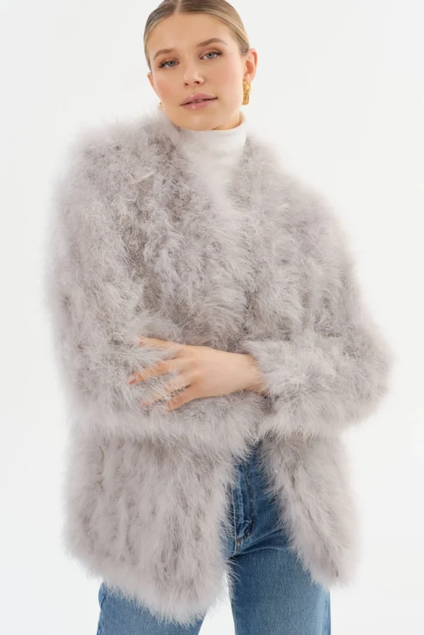 LAMARQUE Leather Jackets | RABEA | Feather Coat Light Grey