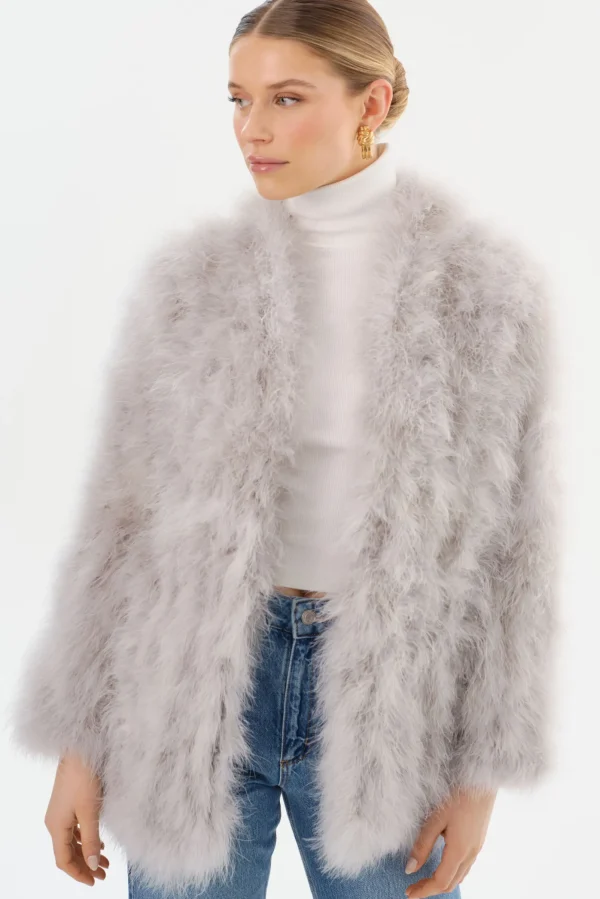 LAMARQUE Leather Jackets | RABEA | Feather Coat Light Grey