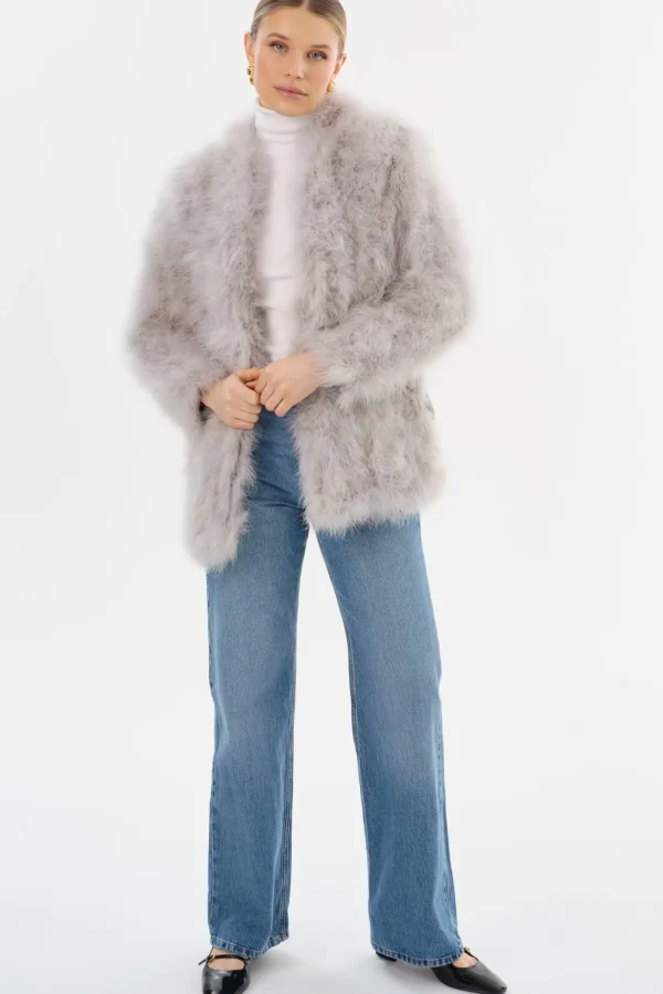 LAMARQUE Leather Jackets | RABEA | Feather Coat Light Grey