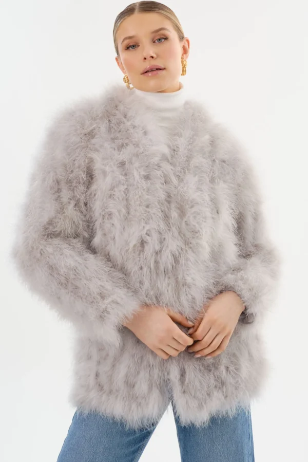 LAMARQUE Leather Jackets | RABEA | Feather Coat Light Grey
