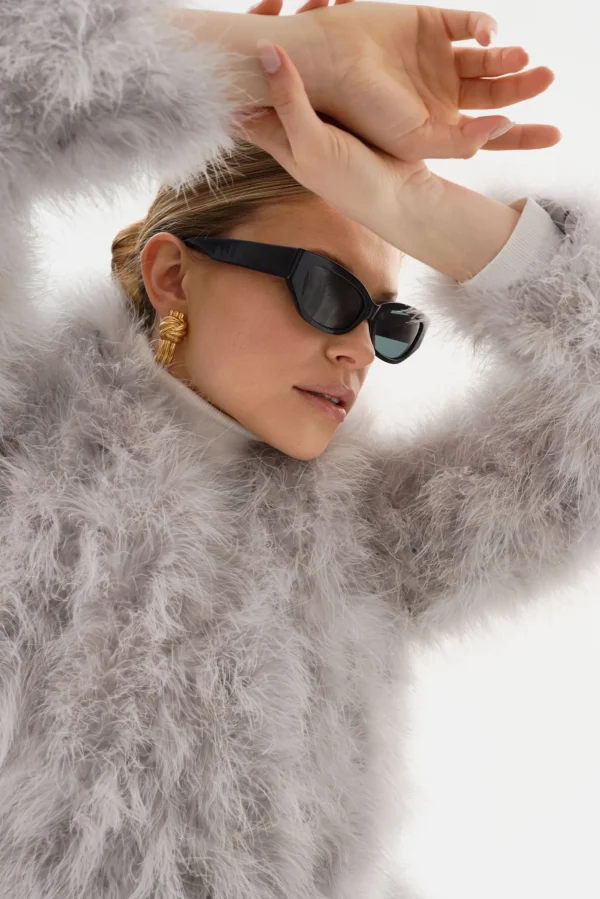 LAMARQUE Leather Jackets | RABEA | Feather Coat Light Grey