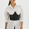LAMARQUE Tops | SABY | Leather Under-bust Corset Black
