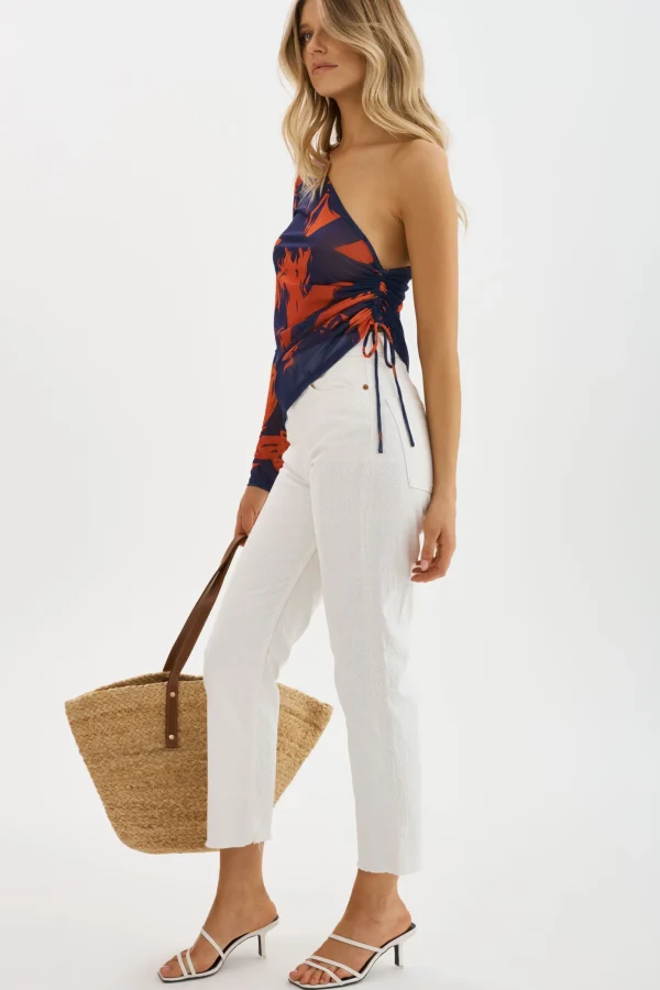 LAMARQUE Tops | SELA | Mesh One Shoulder Top Floral