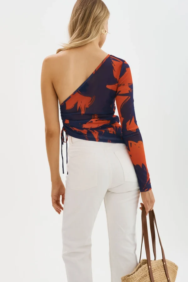 LAMARQUE Tops | SELA | Mesh One Shoulder Top Floral