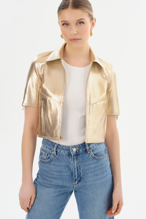 LAMARQUE Leather Jackets | SEVANA | Reversible Leather Jacket Winter White/Gold