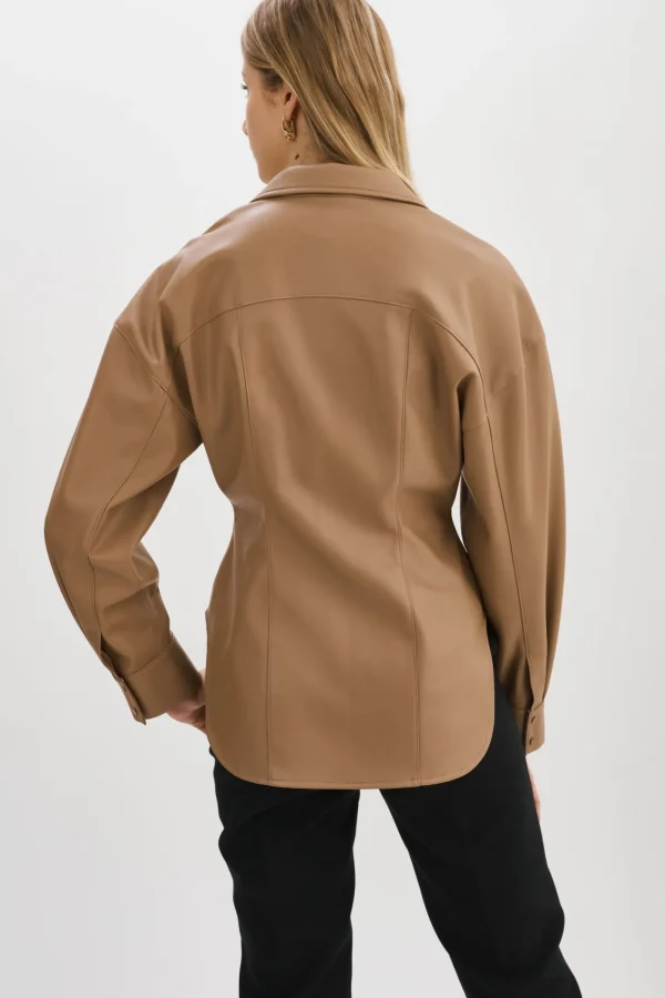 LAMARQUE Tops | SKYLAR | Faux Leather Shirt MOCHA