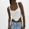 LAMARQUE Tops | TABIA | Leather Corset Top White