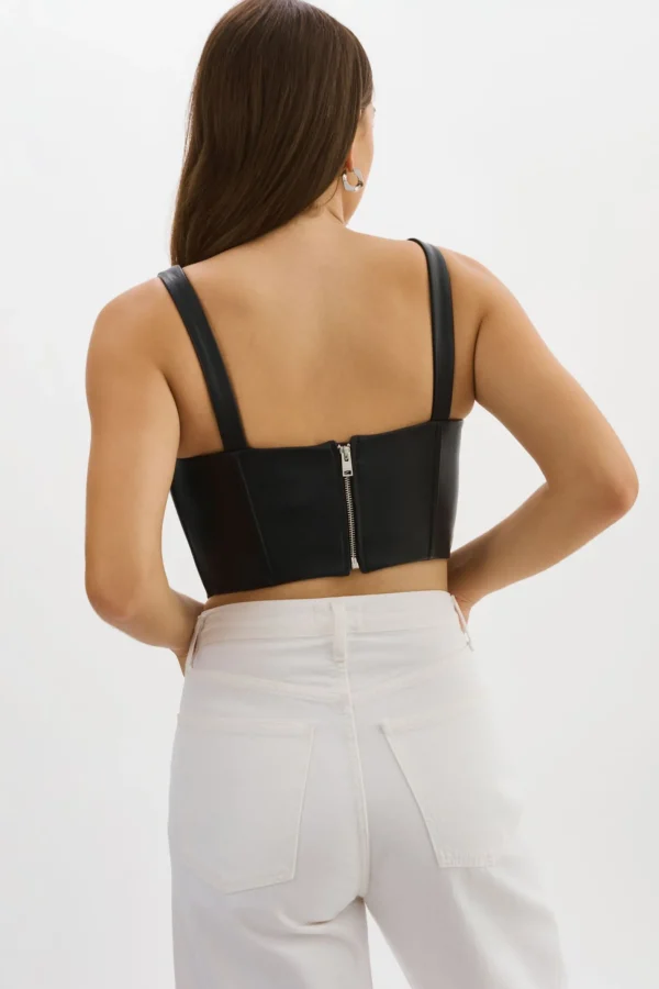 LAMARQUE Tops | TABIA | Leather Corset Top Black