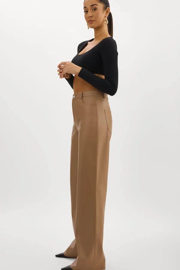 LAMARQUE Pants&Shorts | TAVI | Faux Leather Pants MOCHA