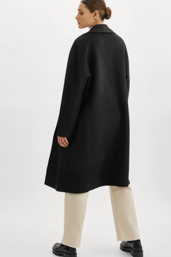 LAMARQUE Coats&Jackets | THARA | Shawl Collar Wool Coat Black