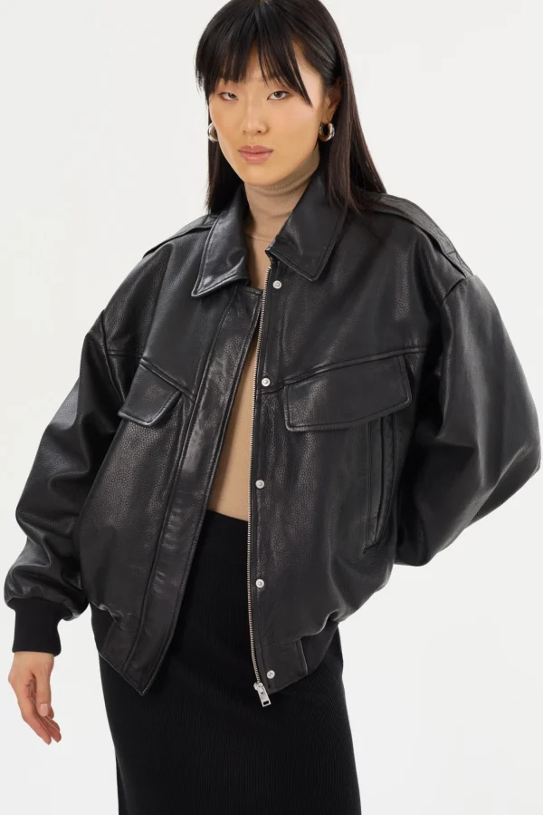 LAMARQUE Coats&Jackets | Leather Jackets | TREVANNA | Leather Bomber Jacket Black