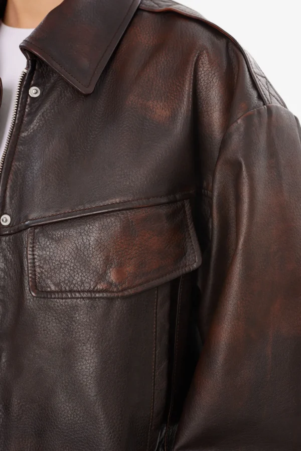 LAMARQUE Coats&Jackets | Leather Jackets | TREVANNA | Leather Bomber Jacket Rub Off Brown