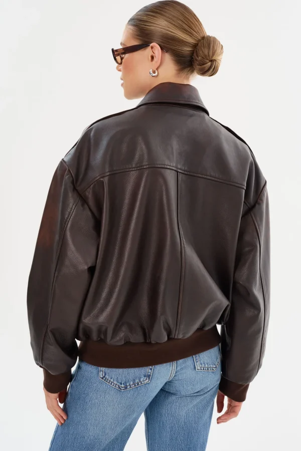 LAMARQUE Coats&Jackets | Leather Jackets | TREVANNA | Leather Bomber Jacket Rub Off Brown