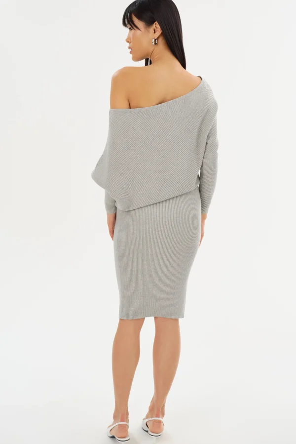 LAMARQUE Dresses | ZENOBIA | Knit Midi Dress Light Heather Grey