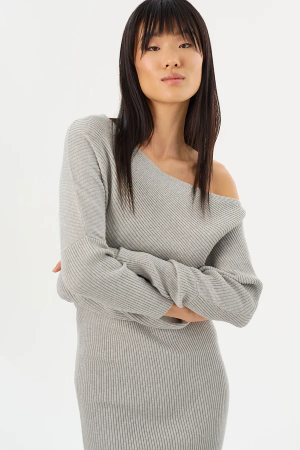 LAMARQUE Dresses | ZENOBIA | Knit Midi Dress Light Heather Grey